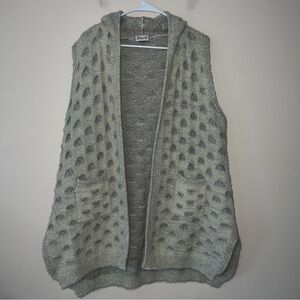 Ania A Womens Vintage Hooded Sleeveless Sweater Cardigan Long Duster Wool Blend